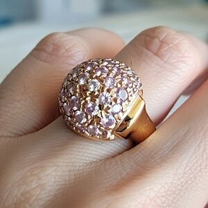 Ross-Simons Sterling Silver Gold Vermeil Pink Or Purple  Crystals Ring Size 7